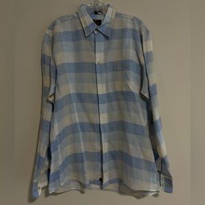 Haupt Men’s Blue Plaid Button Down Shirt. Pristine Condition. Size M